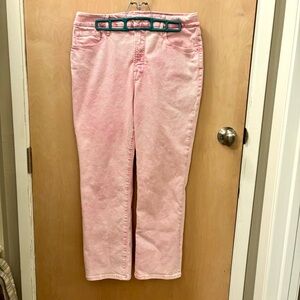 Good American Acid Wash Pink Straight Leg Jeans with Stretch